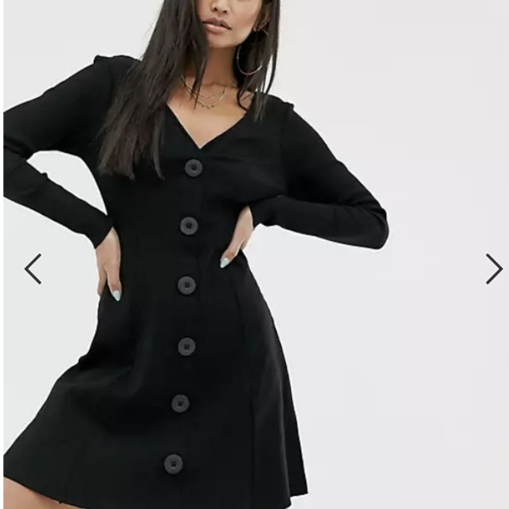 ASOS Black Ribbed Dress Size 10 Like new